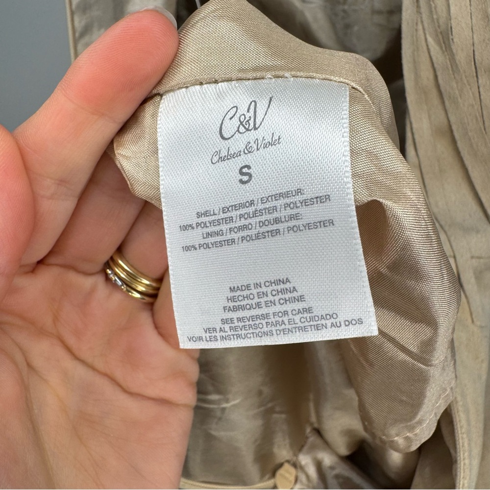 Chelsea & Violet Tan Faux Suede Fringe Sleeveless Mini Dress Size S NWT - Picture 10 of 10
